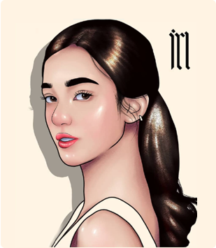 Headshot of Girl with Brown Hair - Digital Artwork Created on Digital Drawing Tablet