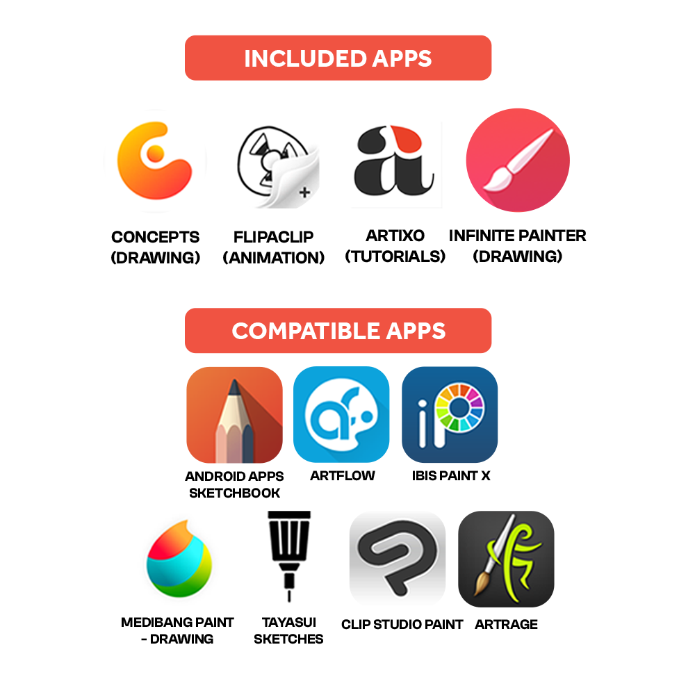 Included and Compatible Apps for PX14 Standalone Tablet