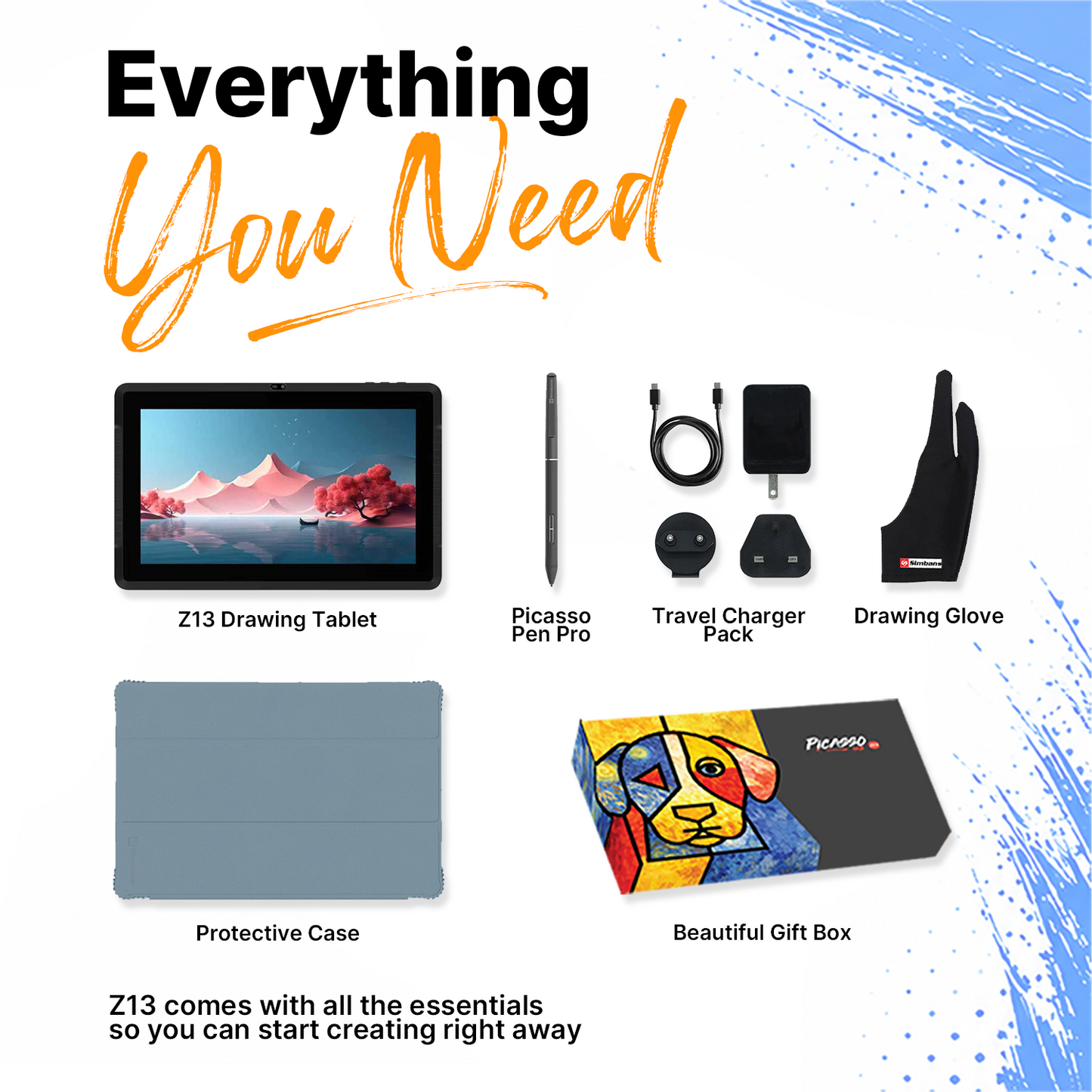 PicassoTab Z13 Standalone Drawing Tablet with Pen