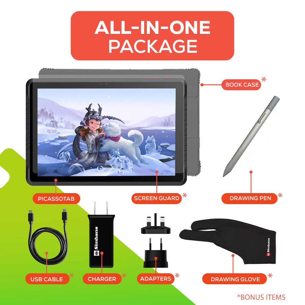Simbans PicassoTab A10: Standalone Drawing Tablet with Pen