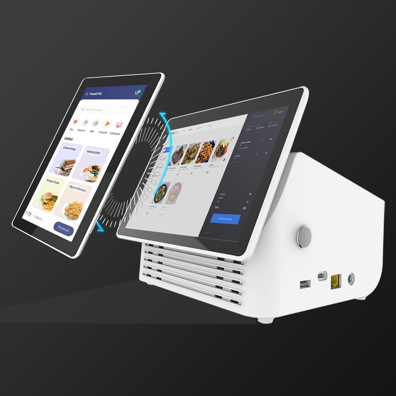 90 Degree Rotation | Restotab 8 Inch POS Device with Built in thermal Printer