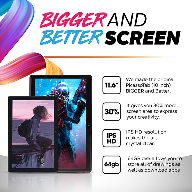 PicassoTab XL Bigger and Better Screen | Simbans PicassoTab XL Portable Drawing Tablet
