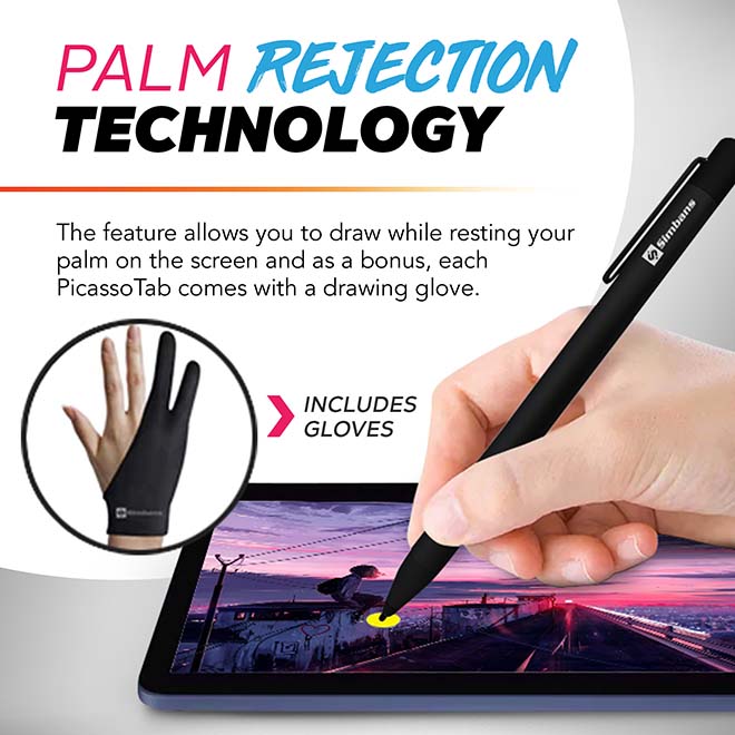 Simbans PicassoTab XL Palm Rejection Technology  | Simbans PicassoTab XL Portable Drawing Tablet
